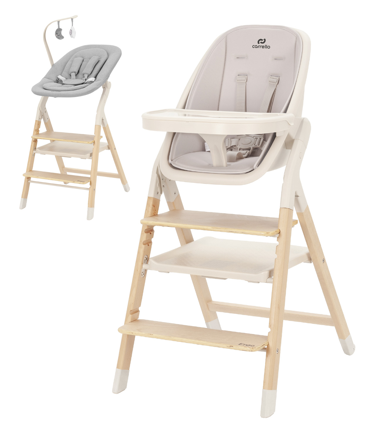 Chaise longue, trona, silla auxiliar y torre de enseñanza Ergo